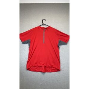TRAYL Cycling Jersey Mens Large Red Half Zip Pockets Short Sleeve Reflective